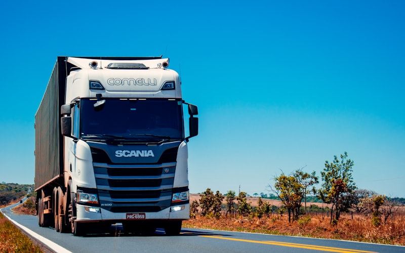 Truck fleet on highway